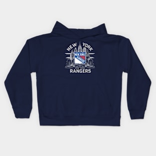 New York Rangers logo in a dramatic movie poster-style illustration Kids Hoodie